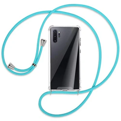 Abbildung von mtb more energy Handykette kompatibel mit Samsung Galaxy Note 10 Plus, 10+ (SM N975, 6.8&#039;&#039;) türkis Befestigung unten Smartphone Hülle zum Umhängen Anti Shock Full TPU Case