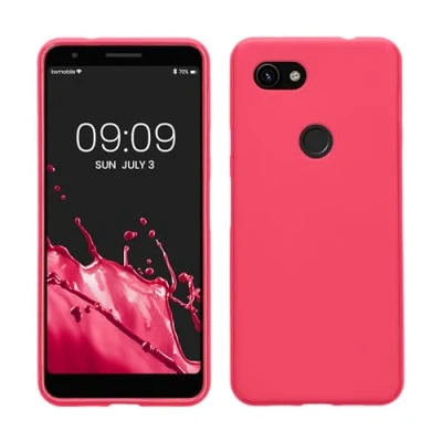 Abbildung von kwmobile Hülle kompatibel mit Google Pixel 3a weiches TPU Silikon Case Cover geeignet für kabelloses Laden Neon Pink