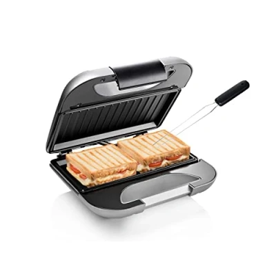 Abbildung von PRINCESS Sandwichmaker, 750 W, Toaster Snack &amp; Panini Maker kleiner Low fat Kontaktgrill Indoorgrill