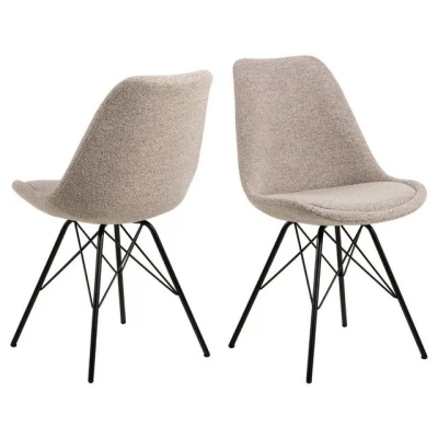 Abbildung von AC Design Furniture Emanuel 2er Set Esszimmerstühle in Beige, Gepolsterter Sitz und Schwarze Metallbeine, Küchenstühle modern, Polsterstühle, Esszimmermöbel, B: 48.5 x T: 54 H: 85.5 cm