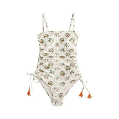 Abbildung von Next Badeanzug, Damen, Größe: 42, Ecru trellis palm print