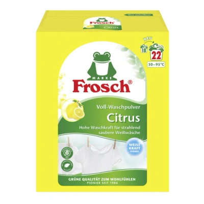 Abbildung von Frosch Citrus Voll Waschpulver 1,35 kg Flecklösend mit Zitrone Vollwaschmittel