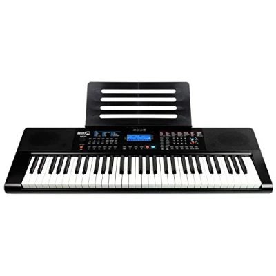 Abbildung von RockJam RJ461AX 61 Tasten Alexa tragbare digitale Klaviertastatur mit Notenständer, Netzteil, Simply Piano App und Note Key Aufklebern, Integration