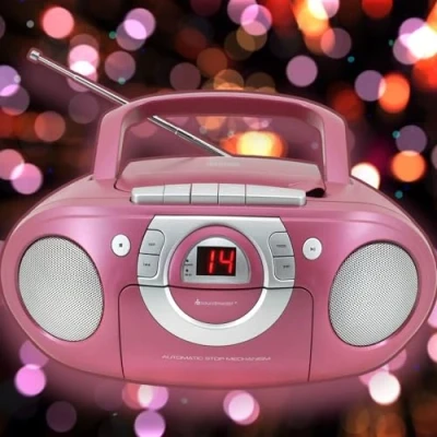 Abbildung von Soundmaster SCD5100PI Radio Kassettenspieler mit CD Player Stereo Sound System Boombox pink
