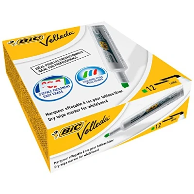 Abbildung von BIC Velleda 1791 Whiteboard Marker (keilförmige Spitze, 3,5 5,5 mm) Packung à 12 Stück grün