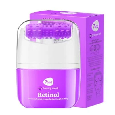 Abbildung von 7Days Verjüngende Gesichtscreme mit Retinol und Massagegerät 40 ml effektive Anti Aging Behandlung, feuchtigkeitsspendend Lifting Hyaluronsäure, Vitamin E Fruchtextrakte Koreanische