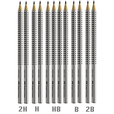 Abbildung von Faber Castell Bleistift Grip 2001 in 6er Packung, Härte: HB, Farbe der Hülle: silberfarben