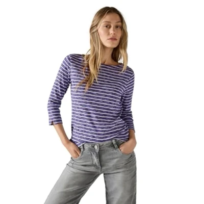 Abbildung von Cecil Gestreiftes Langarmshirt, Damen, Größe: Large, Lila