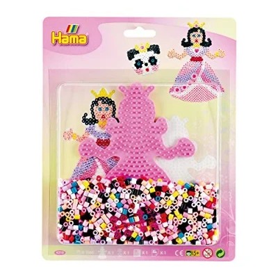 Abbildung von Hama Perlen 4210 Set Prinzessin mit ca. 1.100 bunten Midi Bügelperlen Durchmesser 5 mm, Stiftplatte, inkl. Bügelpapier, kreativer Bastelspaß für Groß und Klein