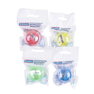 Abbildung von DONAU 7813001 99 Anspitzer mit Behälter / 1 Stück 40 x 24 mm/Mischfarben/Kunststoff/Für Kinder Kleinkinder Mädchen Junge Starter