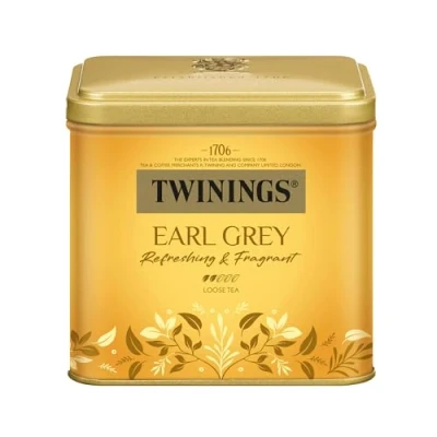 Abbildung von Twinings EARL GREY Schwarzer Tee lose in der Dose verfeinert mit Bergamotte Aroma weltbekannt &amp; ausgesprochen erfrischender Schwarztee aus China (500g)