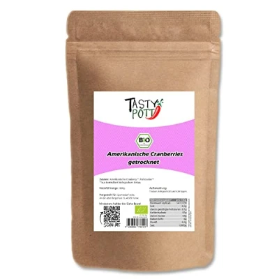 Abbildung von Tasty Pott Amerikanische Bio Cranberries, getrocknet I getrocknete Beeren Trockenfrüchte Obst Müslibowl Porridge Fruchtsnack Im Beutel 1000g (2x1000g)