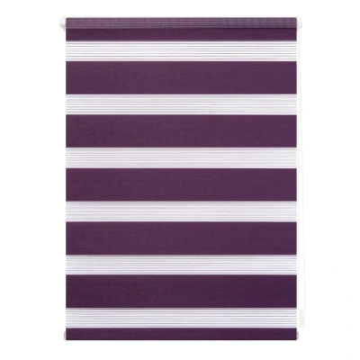 Abbildung von Lichtblick Doppelrollo Klemmfix ohne Bohren, Streifen, Blickdicht, Klemmträger Montage, Sichtschutz, Wandmongtage, Deckenmontage, für Fenster und Türen Brombeer,90 cm x 220 (B L)