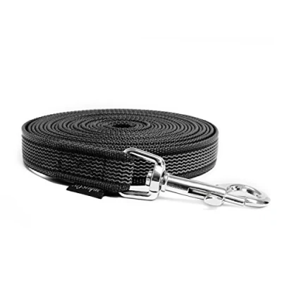 Abbildung von Mystique® Gummierte Schleppleine 20mm mit Handschlaufe Standard Karabiner schwarz 10m