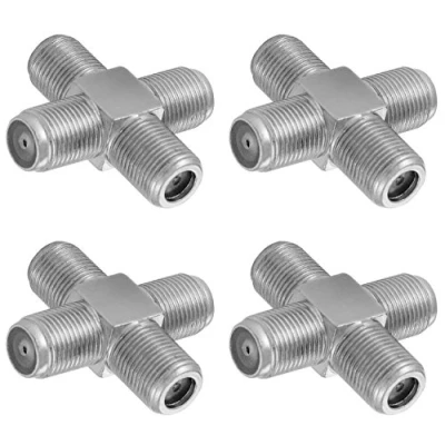 Abbildung von Poppstar 4X Sat TV Coax Verteiler Kreuz Stück (4X F Buchse) Antennen Splitter Adapter für Koaxialkabel, Antennenkabel, silbern