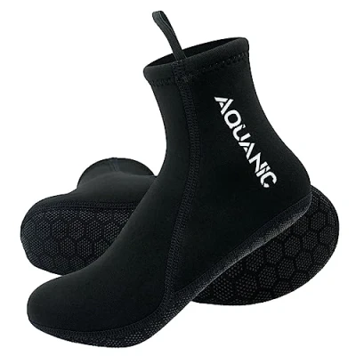 Abbildung von nitescuba Tauchsocken 2.5mm Neopren Neoprenanzug Socken Mid Length Thermalwasser Flossensocken zum Schnorcheln Surfen Socken,Schwarz,M