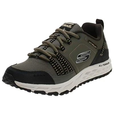 Abbildung von Skechers Herren Escape Plan Sneaker, Green Olive Leather Mesh Black Trim Olbk, 48.5 EU