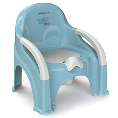 Abbildung von BABYLON Kinder Töpfchen mit Deckel Premier, Toiletten Herausnehmbarer Schüssel, Groß Klo, Nachttopf für Kinder/WC Sitz Topf, Kindertöpfchen ab 1 Jahr, Blau