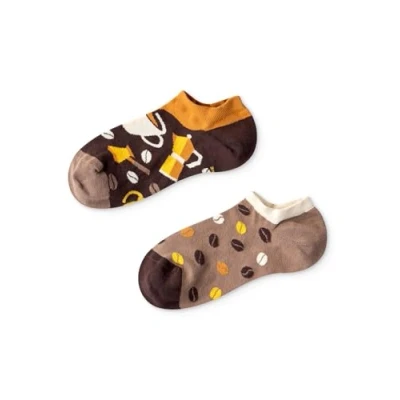 Abbildung von Dedoles Socken Unisex Damen Herren &amp; Kinder Baumwolle viele lustige Designs 1 Paar Geschenk links rechts verschieden, Farbe: Braun, Motiv: Kaffeebohnen Sneakersocken, Gr. 35 38