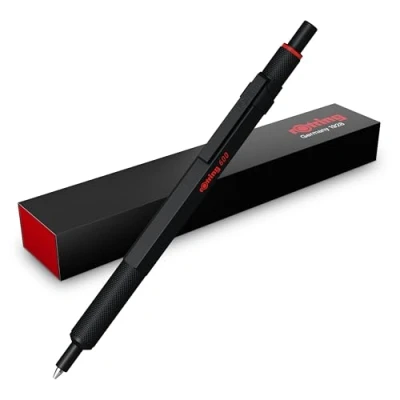 Abbildung von Rotring 600 Gelschreiber 0,55 mm Schwarze Tinte Schwarzes Schreibgerät mit Metallschaft Rutschfeste, gerändelte Griffzone und Sechskantschaft Nachfüllbar