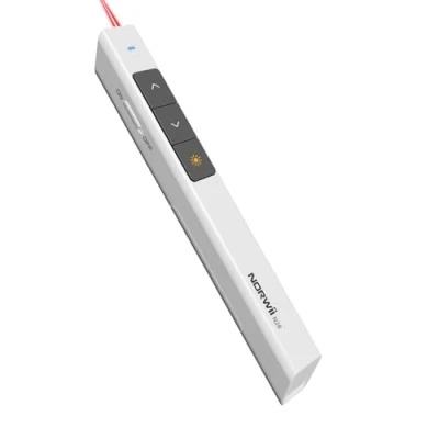 Abbildung von NORWII Wireless Presenter mit 100M, 2.4GHZ Powerpoint Fernbedienung Presenter, Präsentation Laserpointer für PPT/Keynote/Prezi/Google Slides/Windows/Mac OS/Android/Linux(Weiß)