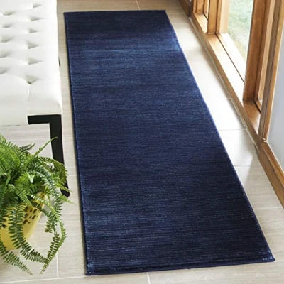 Abbildung von Safavieh Modern Teppich für Wohnzimmer, Esszimmer, Schlafzimmer Vision Collection, Kurzer Flor, Marine, 80 x 180 cm