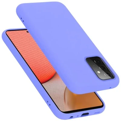 Abbildung von Cadorabo Hülle kompatibel mit Samsung Galaxy A72 4G / 5G Handyhülle für Case aus flüssigem Silikon stoßfeste dünne TPU Schutzhülle Liquid HELL LILA