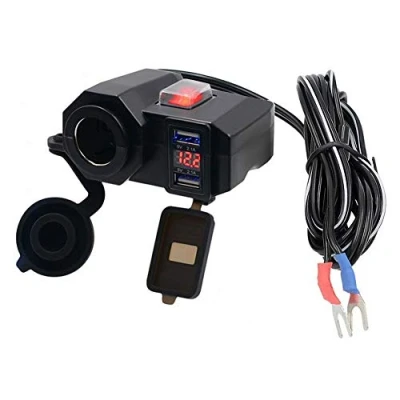 Abbildung von D74CS Motorrad Dual USB Steckdose Ladegerät Buchse KFZ Einbau mit Touch Shalter 12V/24V, Auto Zigarettenanzünder Dose Adapter LED für Wasserdicht