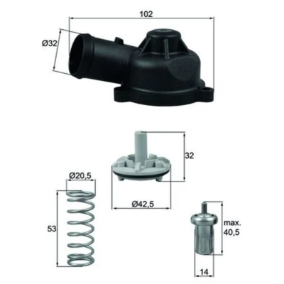 Abbildung von MAHLE ORIGINAL TI 244 83D Kühlwasserthermostat 83 mit Dichtung VOLKSWAGEN: Polo IV Schrägheck, GOLF 5 6, SKODA: Fabia 2 Schrägheck