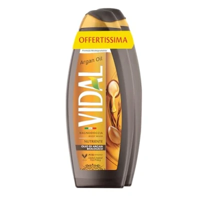 Abbildung von Vidal Arganöl Duschgel, pflegende Formel, mit Arganöl, dermatologisch getestet, 2 Flaschen à 600 ml