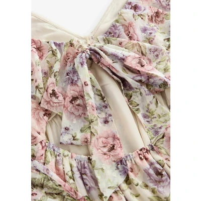 Abbildung von Next Regular FIT LONG Sleeve floral Maxikleid, Damen, Größe: 40, Pink purple vintage