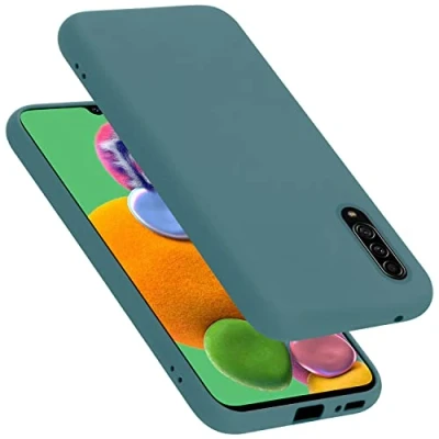 Abbildung von Cadorabo Hülle kompatibel mit Samsung Galaxy A90 5G Silikon Handyhülle für Case aus flüssigem stoßfeste dünne TPU Schutzhülle Liquid GRÜN