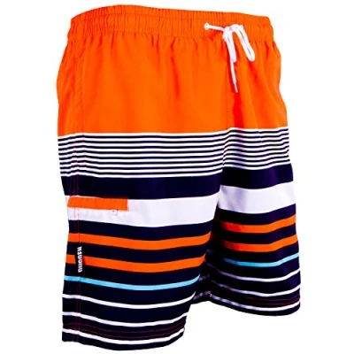 Abbildung von GUGGEN Mountain Badehose für Herren Schnelltrocknende Badeshorts 595 mit Kordelzug Beachshorts Boardshorts Schwimmhose Männer Muster Orange Schwarz XXL