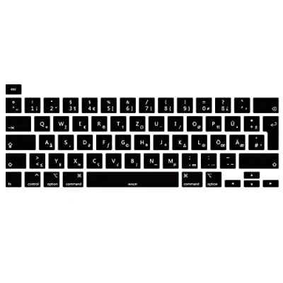 Abbildung von MiNGFi Deutsche QWERTZ Silikon Tastatur Schutz Abdeckung für MacBook Pro 16&quot; M1 (2019+) Modell A2141 13&quot; (2020+) A2338 A2289 A2251 EU/ISO Tastaturlayout Schwarz