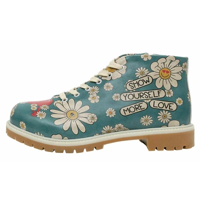 Abbildung von Dogo Shortcut SHOW Yourself MORE LOVE Schnürstiefelette, Damen, Größe: 36, Blau Schuhe