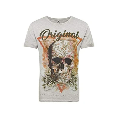 Abbildung von Key Largo T Shirt Triangle Skull Totenkopf Print Motiv vintage Look MT00187 Rundhalsauschnitt bedruckt kurzarm slim fit