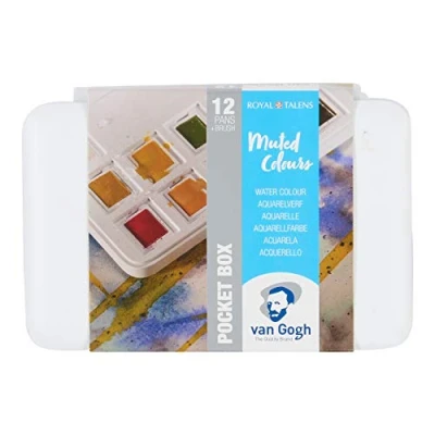 Abbildung von Van Gogh Aquarellfarbe taschendose mit gedeckten farbtönen 12 farben in napje