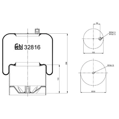 Abbildung von FEBI BILSTEIN 32816 Federbalg, Luftfederung MERCEDES BENZ: ACTROS MP2 / MP3