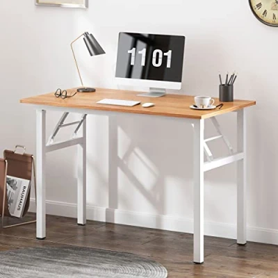 Abbildung von SogesHome Klapptisch Computertisch 100 x 60 75 cm PC Schreibtisch Büroarbeitsplatz für Home Office Verwendung Schreibtisch, Esstisch Konferenztisch,Teak &amp; Weiss, AC5BW SH