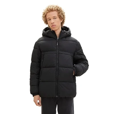 Abbildung von TOM TAILOR Denim Herren Puffer Jacke mit Kapuze, Black, XXL