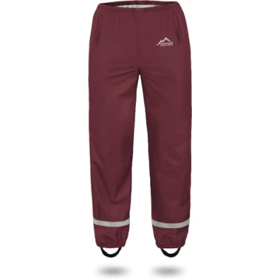 Abbildung von Kinder Regenhose 2 Wege Stretch Überziehhose Unisex für Jungen und Mädchen ungefüttert Wasserdicht (Wassersäule: 5000 mm, Winddicht Atmungsaktiv Farbe Bordeaux Größe 116