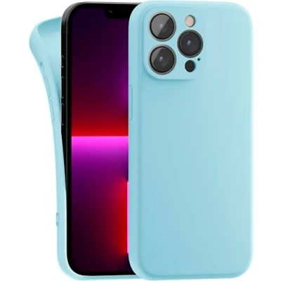 Abbildung von MyGadget Hülle Kompatibel mit iPhone 13 Pro Max robuste Silikon Schutzhülle TPU Case Slim Silikonhülle Back Cover Kratzfest Handyhülle Hellblau