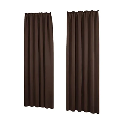 Abbildung von Deconovo Vorhang Blickdicht Gardinen Schallschutz mit Kräuselband Winter Wärmehaltung, 160x140 cm(HöhexBreite), Dunkelbraun, 2er Set