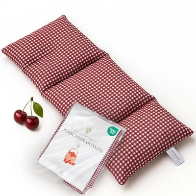 Abbildung von Strauss Home® Kirschkernkissen Gross, Mikrowelle, Körnerkissen Wärmekissen Nacken Schulter, Baumwollstoff 50x20cm mit Bezug (Rot Vintage)