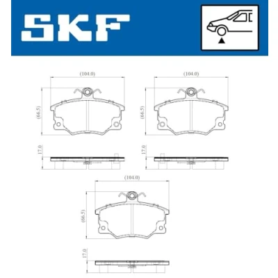 Abbildung von SKF VKBP 80913 A Bremsbelagsatz mit akustischer Verschleißwarnung FIAT: Barchetta, Punto I Schrägheck, Seicento / 600 LANCIA: Y, DELTA 1