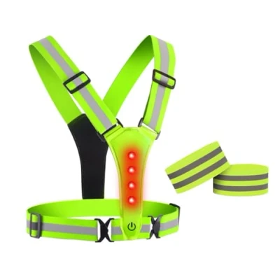 Abbildung von Anlising Warnweste Reflektorweste,Sicherheitsweste Reflektierende mit 2PCS Armbänder, LED Laufweste Reflektorweste Warnweste,Sicherheitswesten,für Joggen Wandern oder Radfahren Fahrern