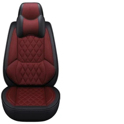 Abbildung von Eunncu Autositzbezüge komplettes Set Universal in Stylish Design Schonbezüge für Vordersitze und Rückbank Auto Sitzbezüge Airbag Kompatibel Premium Wasserdicht Sitzbezug, Rot