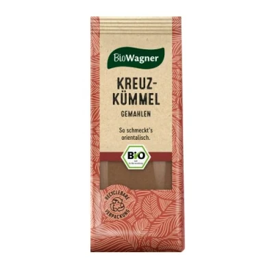 Abbildung von BioWagner Bio Kreuzkümmel gemahlen für orientalische Gerichte naturbelassene Zutaten recyclebare Verpackung 40 g