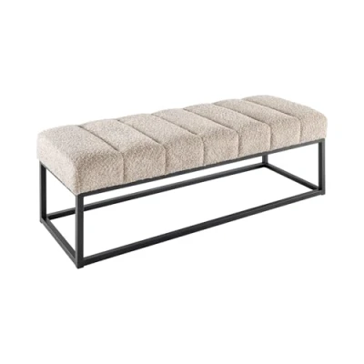 Abbildung von riess ambiente Sitzbank PETIT BEAUTÉ 110cm champagner greige / schwarz (Einzelartikel, 1 St), Flur · Bouclé Metall Schlafzimmer Design