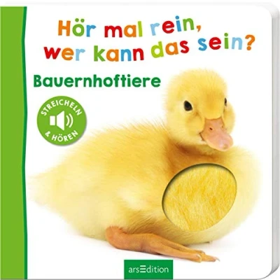 Abbildung von Hör mal rein, wer kann das sein? Bauernhoftiere: Streicheln und hören Hochwertiges Pappbilderbuch mit 5 Sounds Fühlelementen für Kinder ab 18 Monaten